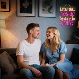 DREAMFORT Let All That You Do Be Done In Love Neon Sign Led Sign with USB Powered for Wedding Betrothal wedding reception Cafe, Church, or Party, USB-Powered Versatile Room & Event Decoration