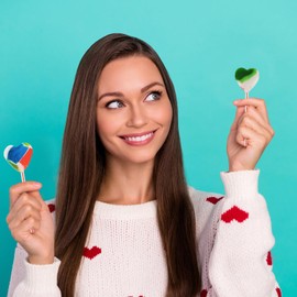 Fruidles Valentines Mini Heart Lollipop, 5 Gram Colored Heart Shaped Lollipops, Individually Wrapped (1 Pound)