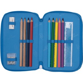 Beckmann, Ocean 3 Compartment Pencil Case with Contents Pencil Case Pencil Case Primary School 1st Grade Blue
