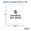 Avery Dark Transfer Paper for T-Shirts, 3" x 3" Pre