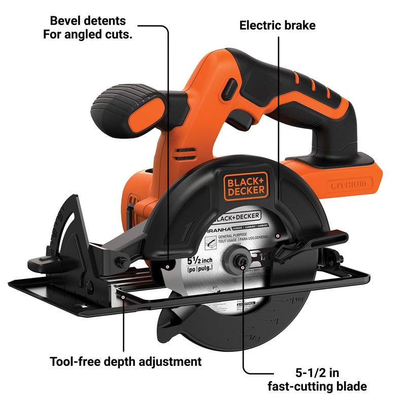 BLACK+DECKER 20V 5-1/2" Cordless Circular Saw, Bare Tool Only (BDCCS20B)