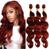Tuheerst Body Wave Human Hair Bundles #33 Reddish Brown Human