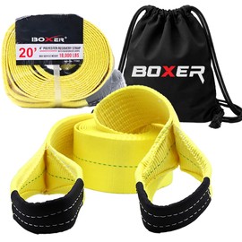BoxerTool BXT Recovery Tow Straps - Heavy Duty Reinforced Loops 4”x 20’ – 36,000lbs Breaking Strength – Emergency Off Road Towing Rope and Winch Extension - Box Truck - Commercial Vehicle - Off Road