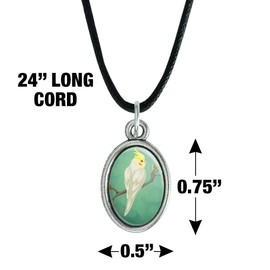 GRAPHICS & MORE Charming Cockatiel Yellow Crest Antiqued Oval Charm Pendant with Black Satin Cord