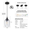 Modern Glass Pendant Lights Kitchen Island, 1-Light Matte Black Pendant