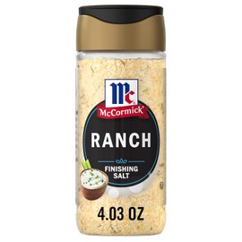 McCormick Finishing Salt, Ranch, Savory Flavor & Cool Tanginess, Onion, Garlic & Chives, For Fries, Popcorn, Veggies, Chicken, Dips & Dressings, No Colors from Artificial Sources, Kosher, 4.03 oz