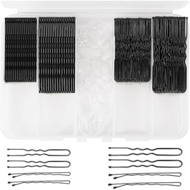 MEISO Hair Pins Bobby Pins Kit -100 Bobby 100 U Shaped &100 Clear Hair Bands for Women & Girls Hair Styling for Buns Dancing Fixed Hairstyles Essential Hair Accessories for Every Style (Black)