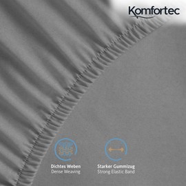 Komfortec Jersey Fitted Sheet 180 x 200 cm, 100% Cotton, Grey