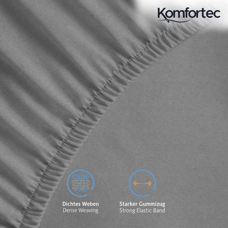 Komfortec Jersey Fitted Sheet 180 x 200 cm, 100% Cotton,