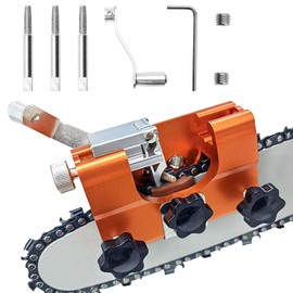Kettenschärfgerät, Kettensäge Schärfgerät, Kettensägenschärfer Kit mit 3 Schleifköpfen Handkurbeln Tragbar Sägekettenschärfgerät für Alle Arten von Kettensägen