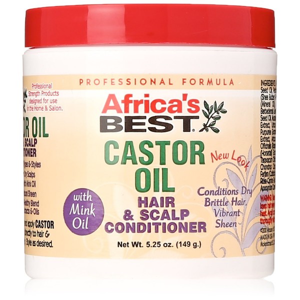 Africa's Best Castor Oil Hair & Scalp Conditioner, Lightweight Formula, Conditions and Moisturizes Scalp, Fortifies your Hair, For All Hair Types & Styles, 5.25oz