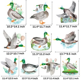 10pcs Mallard Ducks Cutouts Mallard Duck Party Cut-Outs Duck Hunting Birthday Party Decorations Big Duck Cardboard Cutouts for Hunting Theme Birthday Party One Lucky Duck Baby Shower Supplies
