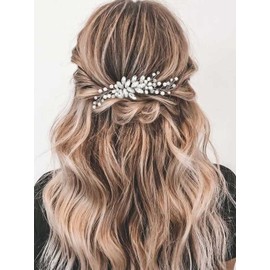 Gorais Crystal Bride Wedding Hair Comb Pearl Bridal Hair Pieces Rhinestone Hair Accessories for Women and Girls (A-Silver)
