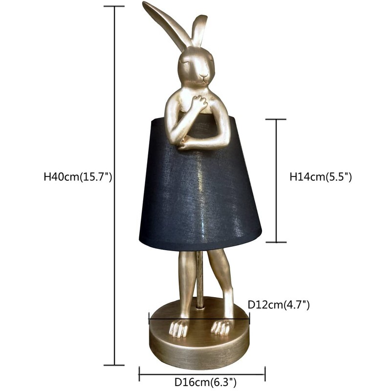 LED Bunny Table Lamp, Resin Animal Rabbit Desk Light with