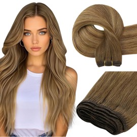 Easyouth Extensions Tressen Echthaar Braun Echthaar Tressen Zum Einnähen Dunkelbraun Weft Extensions Remy Menschenhaar Glatt 45 cm 100g #4