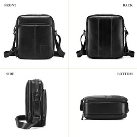 BAIGIO Shoulder Bag Men's Leather Vintage Men's Messenger Bag with Shoulder Strap for Work Travel Everyday Life, black