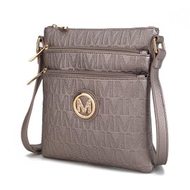 MKF Collection Signature Crossbody Bag for Women, Vegan Leather Shoulder Bag 3 Zipper Handbag Purse By Mia K