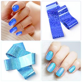 JERCLITY 10 Rolls Navy Blue Nail Foil Transfer Sticker Kit Nail Foil Sheets Navy Blue Solid Color Foil Nail Art Decals Nail Foil Transfer Stickers Foil Nail Wraps for Foil Nail Art