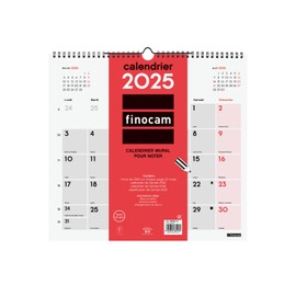 Finocam – Neutral Wall Calendar to Write 2025 1 Month Per Page January 2025 – December 2025 (12 Months) French
