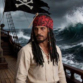 AQEWK Pirate Captain Dreadlock Wig Set - Pirate Wig for Halloween Cosplay