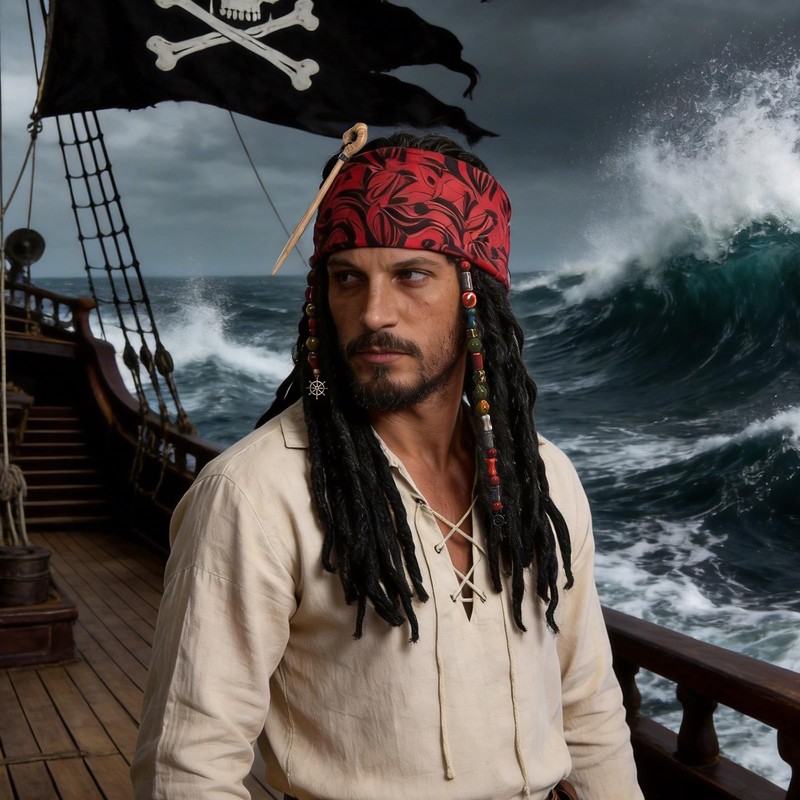 AQEWK Pirate Captain Dreadlock Wig Set - Pirate Wig for