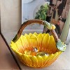 FORLONG Ceramic Sunflower Fruit Hand Basket, Snack Bowl, Hand Painted