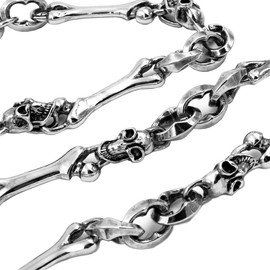 UNIQSUM Skull bone Wallet chain Biker Punk Trucker Key chain (Silver)
