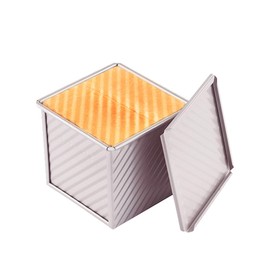 CHEFMADE Bread Mold, Bread Mold with Lid, Non-Sticky Bread Mold (S-4.5 x 4.5 x 3.9 inches (11.5 x 11.4 x 10 cm), Ripple Shape)