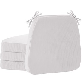 Nobildonna 2'' Thick High-Density Foam Indoor Chair Cushions | Dining Chair Pads with Ties, Removable Washable Cover, Dining Chair Cushions 17"x16",Light Gray 4 Pack
