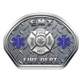 Firefighter Fire Helmet Front Face EMT Diamond Plate Decal Reflective