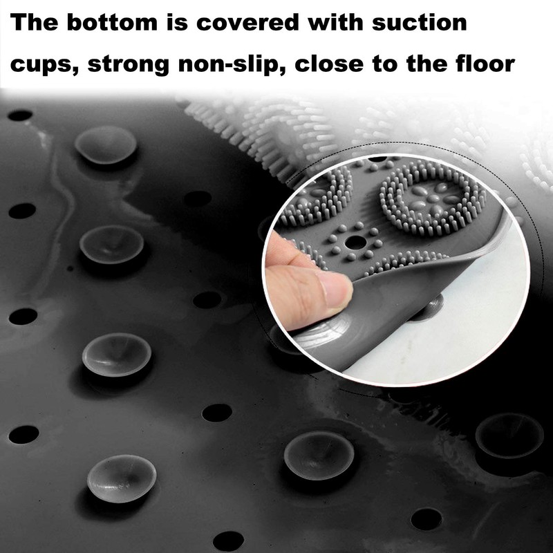Round Shower Mat, Round Non-Slip Bath Mat With Suction Cup,