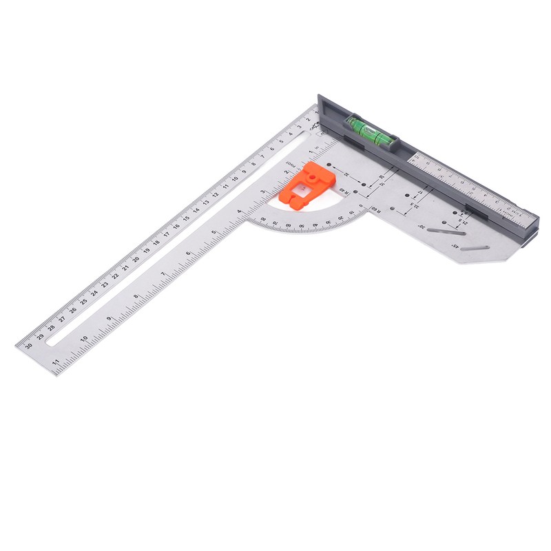 12in L Square Ruler Multifunction Scale Standard Carbon Steel Detachable