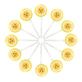 Sun Candy Lollipops - 30 Count Individually Wrapped Suckers Bulk - Cute Fun Summer Themed Yellow Candy Favors - Beach Theme Party - Pool Party Treats - Birthday Party Goodie Bags - Lemon Party Favors