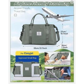 Travel Duffle Sports Gym Tote Bag for Women, Carry on Luggage for Airplanes, Lightweight Weekender Overnight Shoulder Bag Waterproof Beach Hospital Bag, 2D-Green