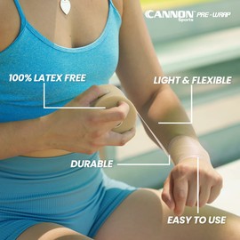 Cannon Sports Pre Wrap 30 Yard Roll Athletic Foam Tape Underwrap for Ankles Wrists Knees Elbows Hair (Natural)