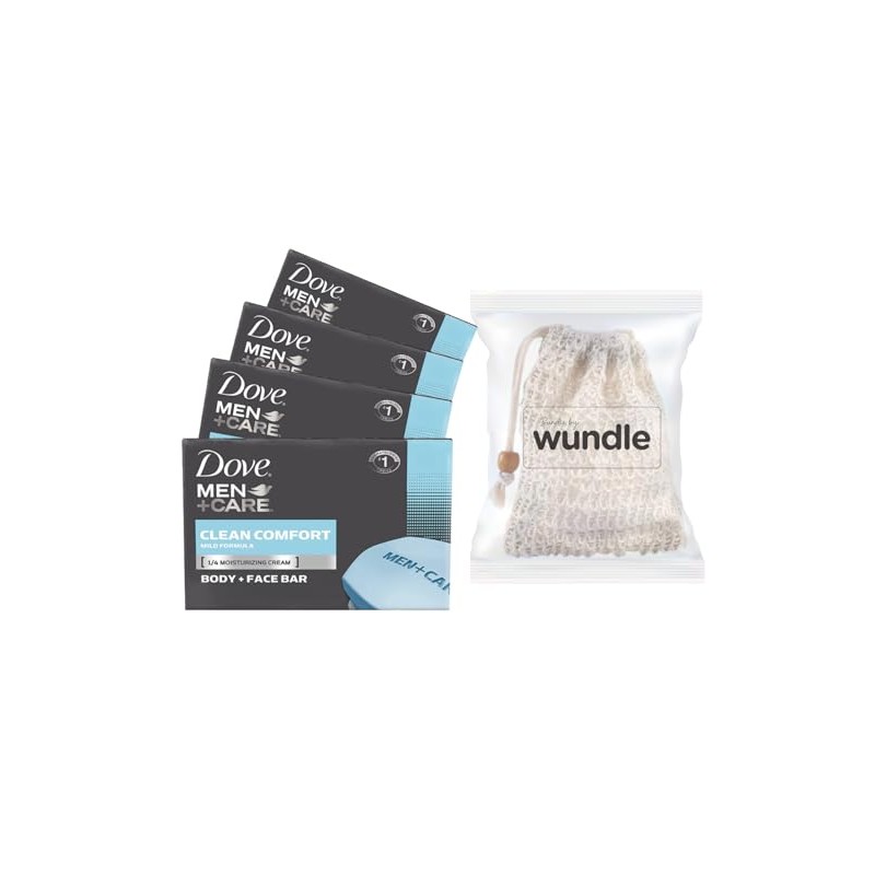 Wundle Bundle Soap Saver Exfoliating Pouch with 4 x Dove