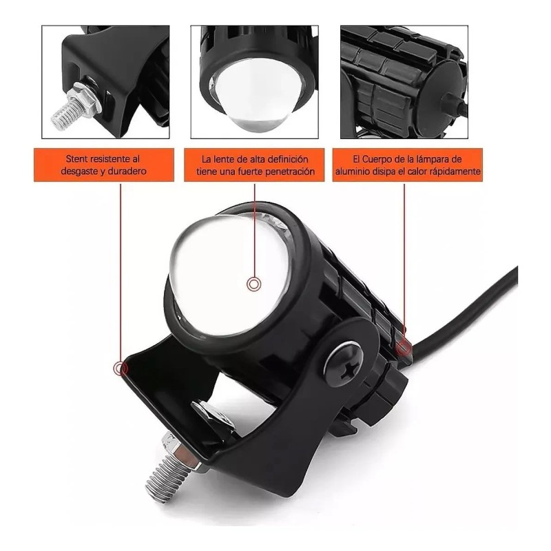 2 Par Faros Luces Led Para Motos Auto Doble Color