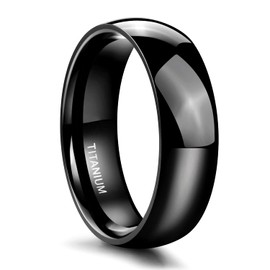 TIGRADE Black Titanium Ring 2mm 4mm 6mm 8mm Dome High Polished Wedding Band Size 3-14.5,6mm,Size 9.5