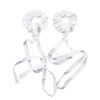 White Cotton Hair Scrunchies for Women's Hair with Ribbon -