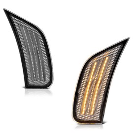 VIPMOTOZ Full LED Chrome Front Side Marker Lights Compatible With 2021-2023 Chevy Suburban Tahoe Escalade Yukon XL Chrome Housing Clear Lens Direct Replacement Left & Right Side Pair Set