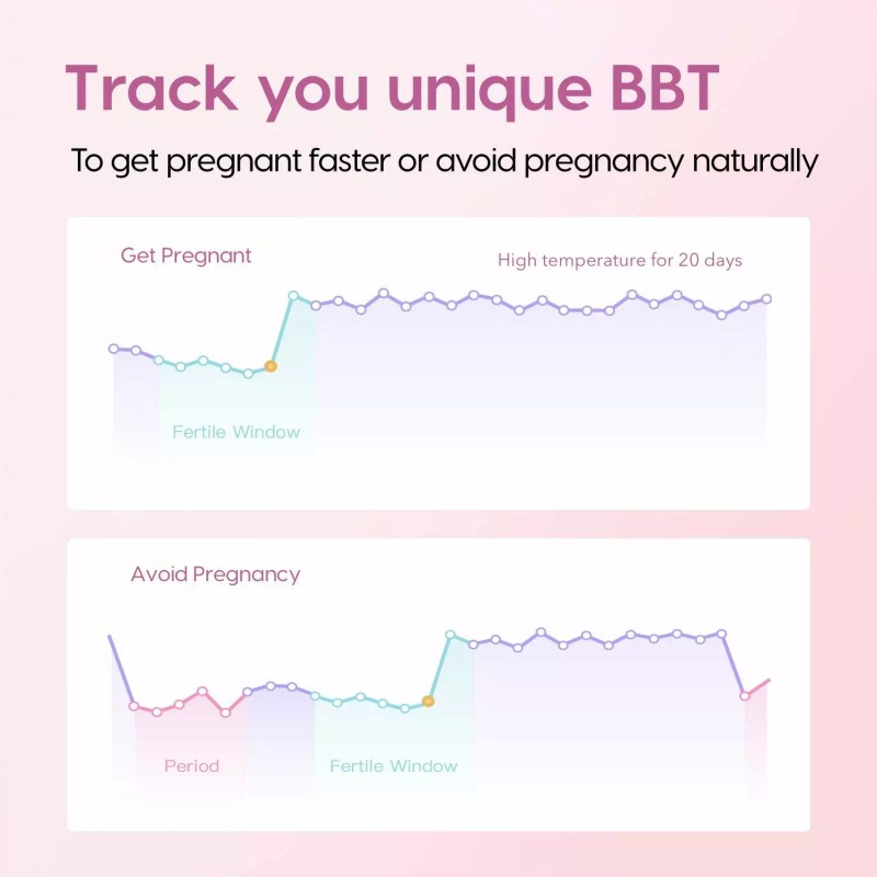 BONGMI Basal Thermometer for Ovulation, Intelligent Quiet Bluetooth Thermometer Purple