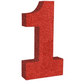 TONIFUL 8 Inch Red Glitter Number 1 Table Centerpiece 0-9 Red Birthday Party Decorations,Red Digit 1 for Birthday,Chrismas,Graduation,Bridal Shower,Valentine's Day,Anniversary Party Supplies