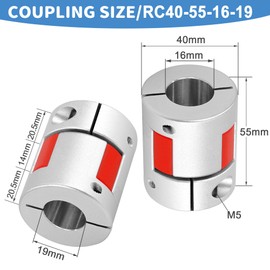 Accoppiamenti ragno D40 L55, Accoppiamento albero di prugna flessibile in lega di alluminio, Walfront Accoppiatore elastico per servomotore passo-passo(16mm-19mm)