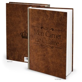 Logbuch-Verlag XXL Recipe Book for Writing Yourself with French Title Mon Carnet de Cuisine - Book in Leather Look Dark Brown Vintage - Write Down Favourite Recipes France