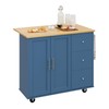 Shintenchi Rolling Kitchen Island Cart with Folding Drop Leaf Breakfast
