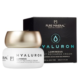 Pure Mineral - Crème de Nuit Régénérante Lumineuse Hyaluronic for Tous Types de Peau - Minéraux Mer Morte, Hydration Intense, Anti-Rides - Sans Silicones, Sulfates, Parabènes - 50 ml