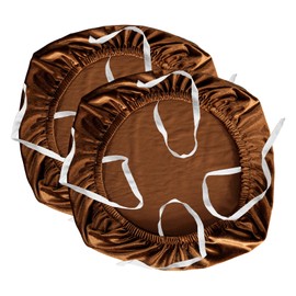 Yikko Velvet Chair Seat Cusion Covers for 14.96-18.89 Inch Office Computer Chair Covers, with Straps Washable Slipcovers Protector, Home, Dining Room Bar Wedding Party Decor (Brown, 2)