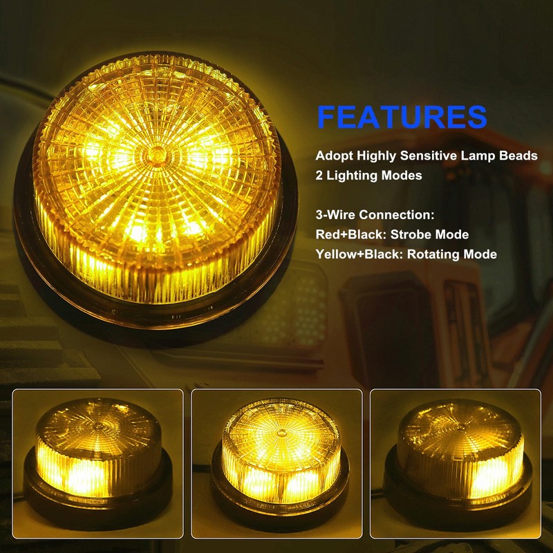 NWpangu 24V LED Strobe Beacon Light, Amber Emergency Lamp, Rotating