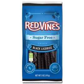 Red Vines Sugar Free Black Licorice, Soft & Chewy Candy Twists, 5oz Bags (12 Pack)