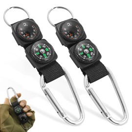 Colorich 2 Stück Kompass Schlüsselanhänger, Outdoor Navigationswerkzeug, Karabiner Schlüsselanhänger für Camping, Wandern,Reisen,3-in-1-Kompass